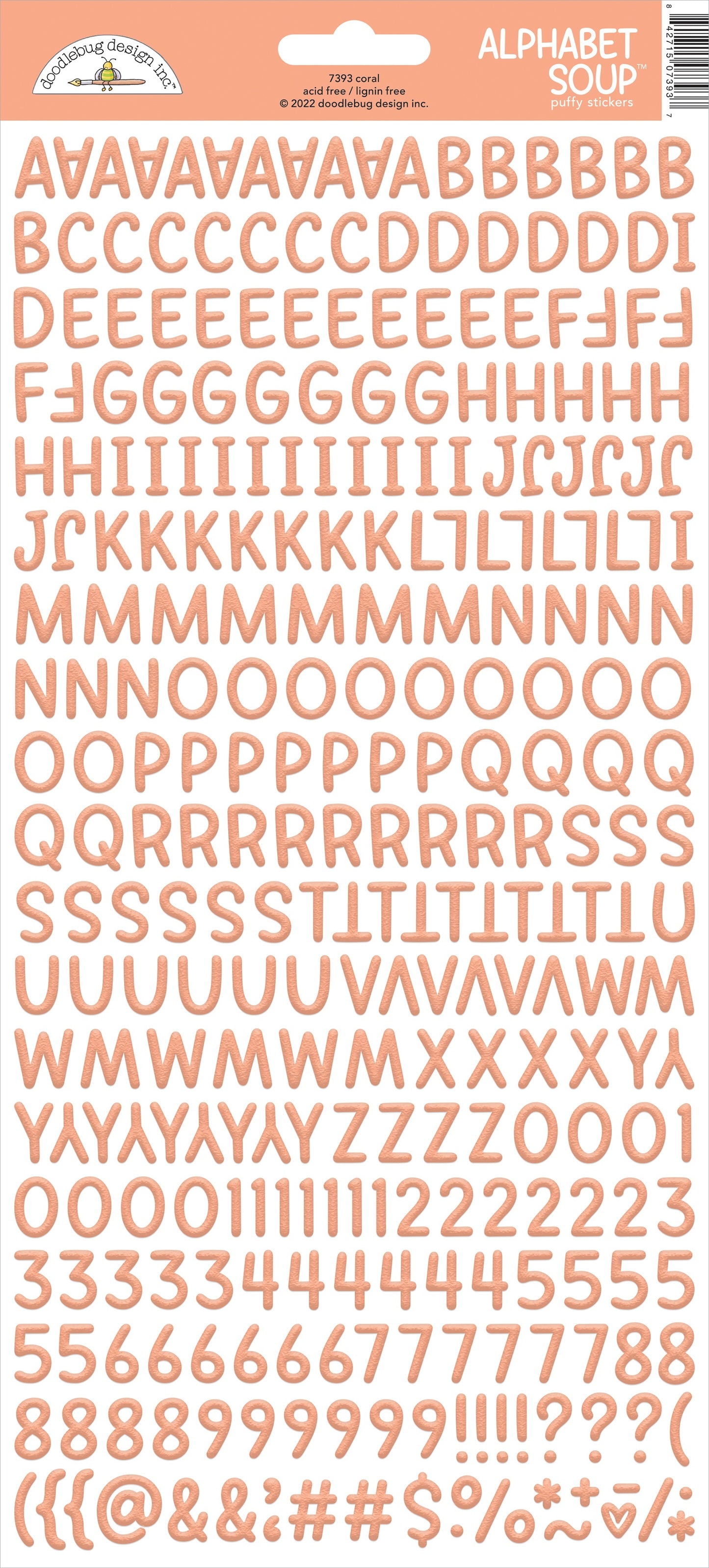 Alphabet Soup Puffy Stickers Coral
