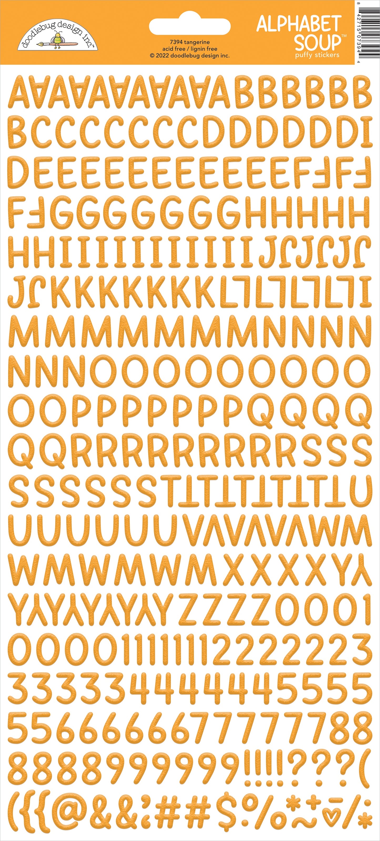 Alphabet Soup Puffy Stickers Tangerine