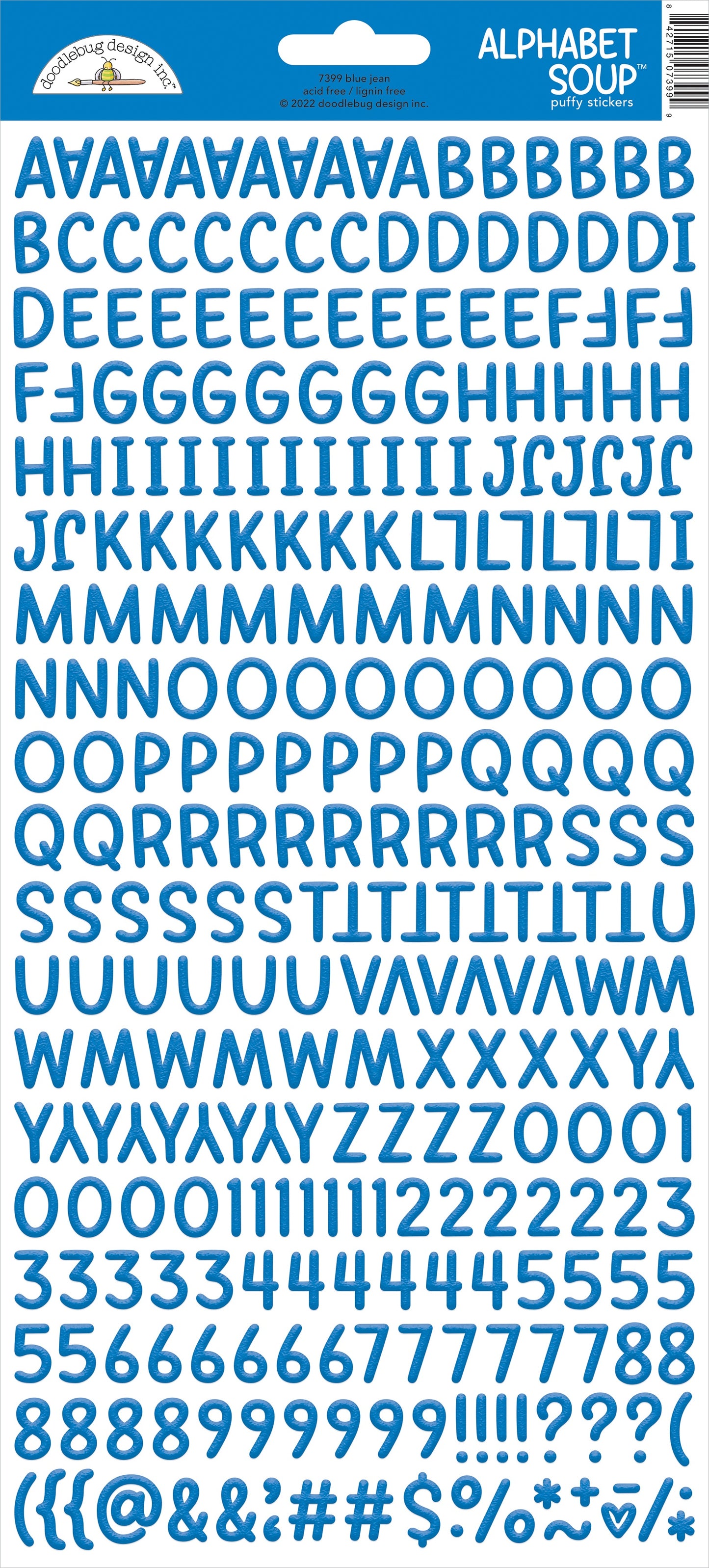 Alphabet Soup Puffy Stickers Blue Jean