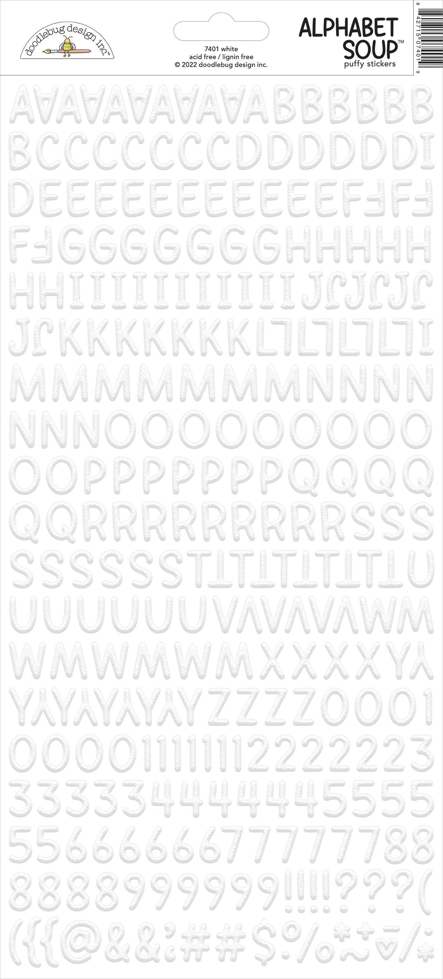 Alphabet Soup Puffy Stickers Lily White