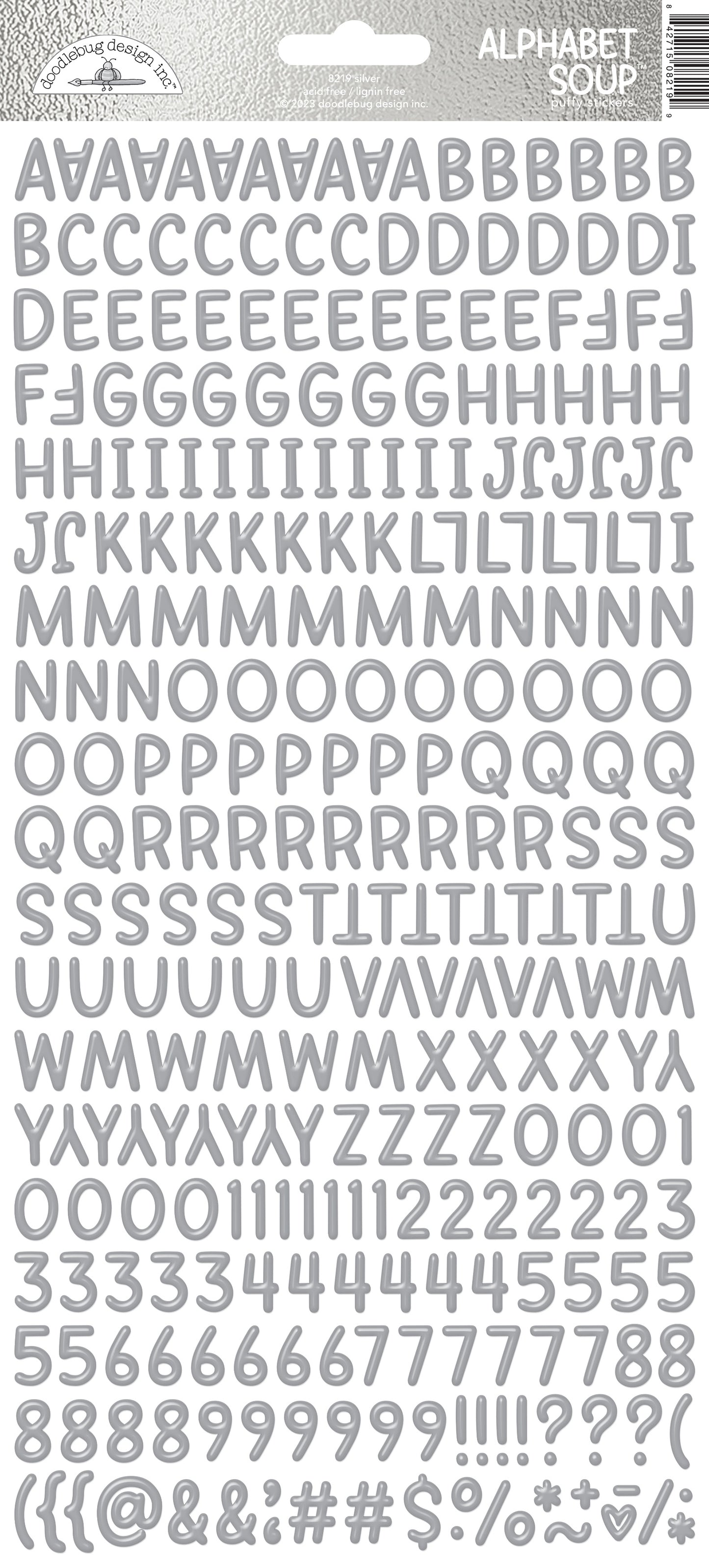 Alphabet Soup Puffy Stickers Silver