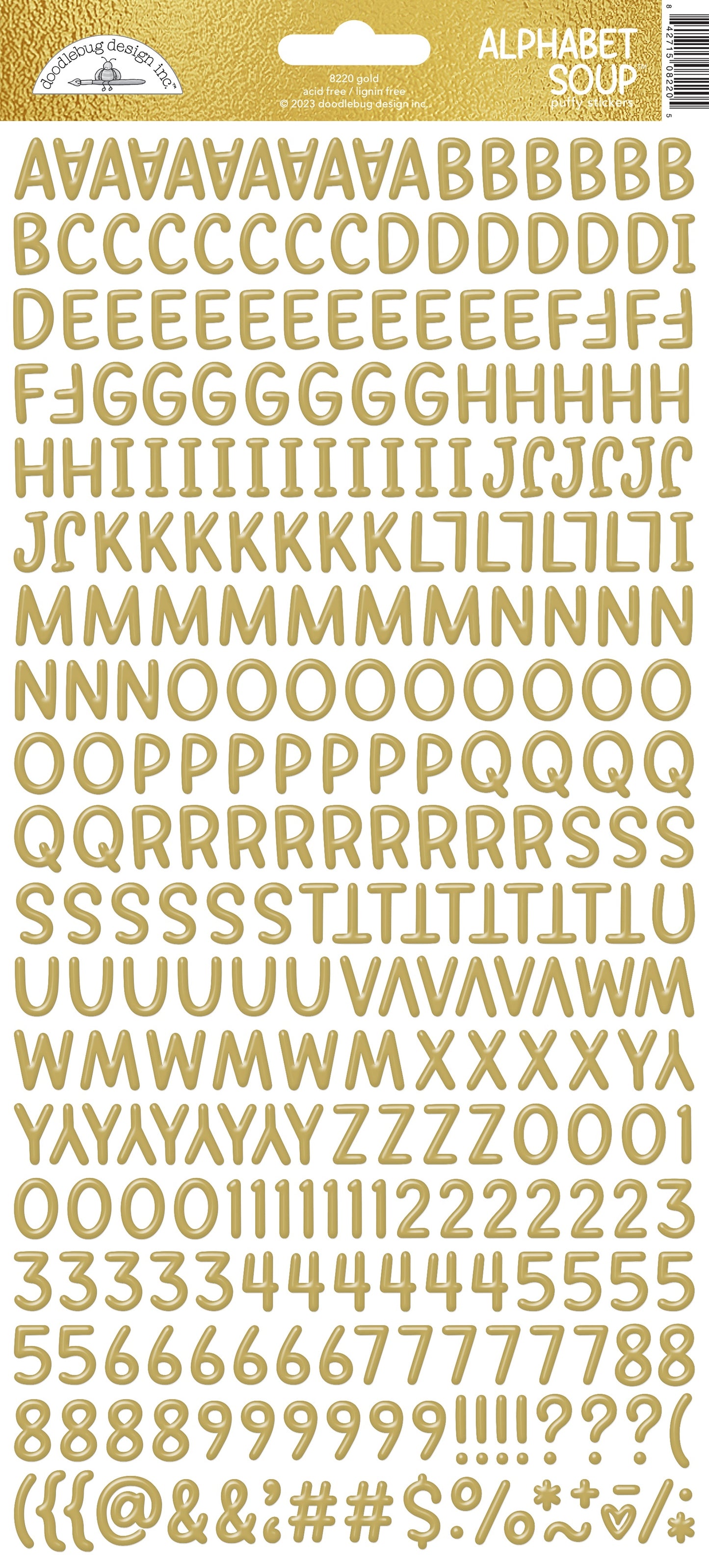 Alphabet Soup Puffy Stickers Gold