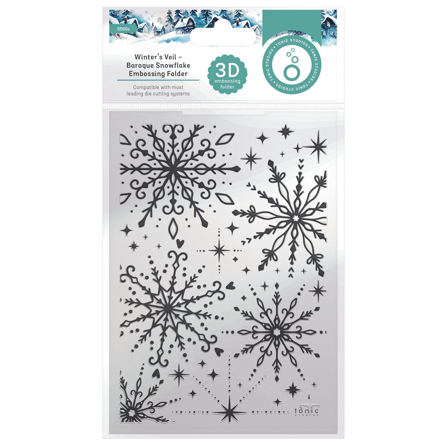Winter's Veil Baroque Snowflake Embossing Folder