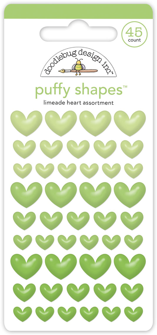 Puffy Shapes Limeade Hearts