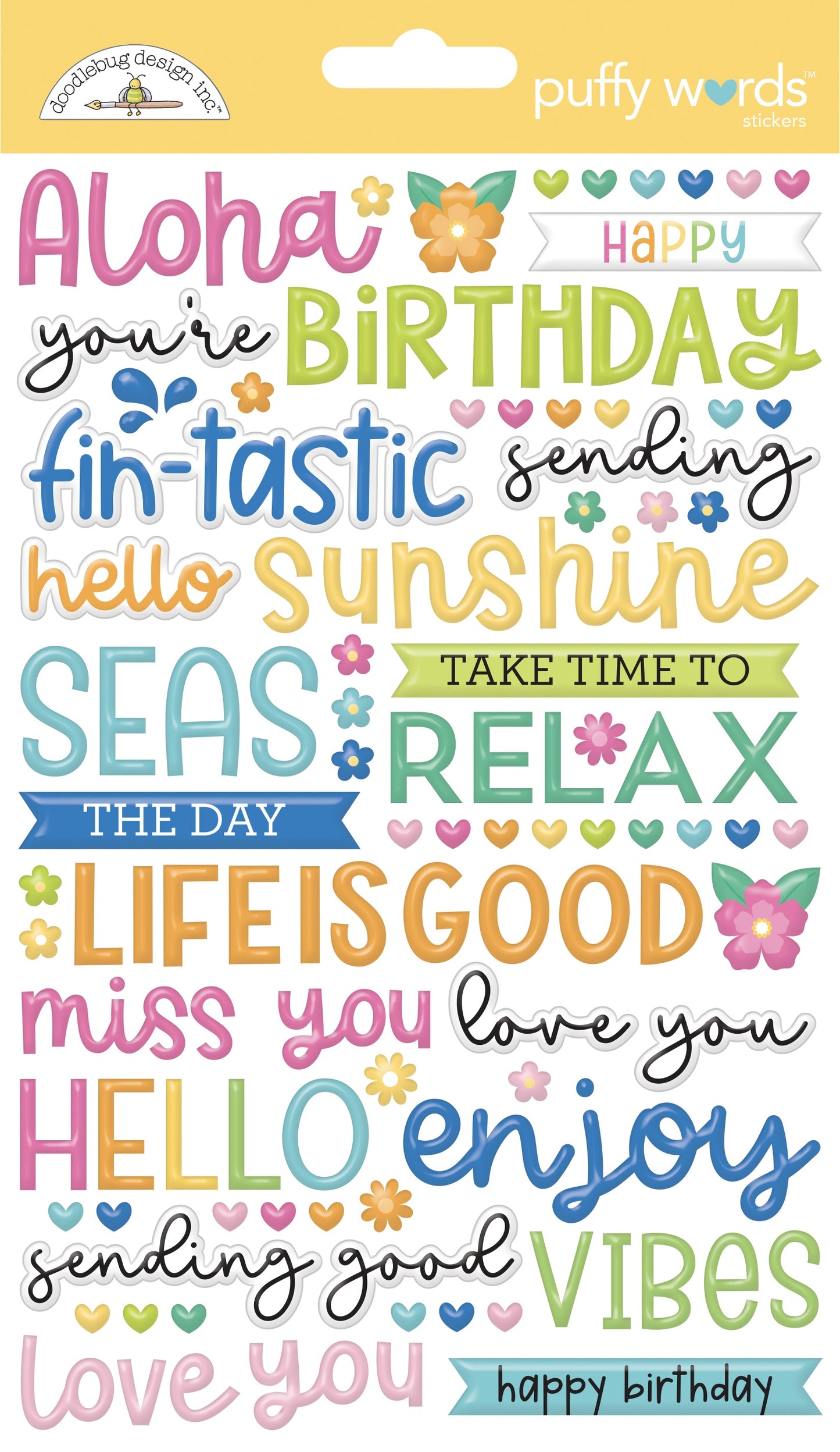 Summer Fun Words Puffy Stickers