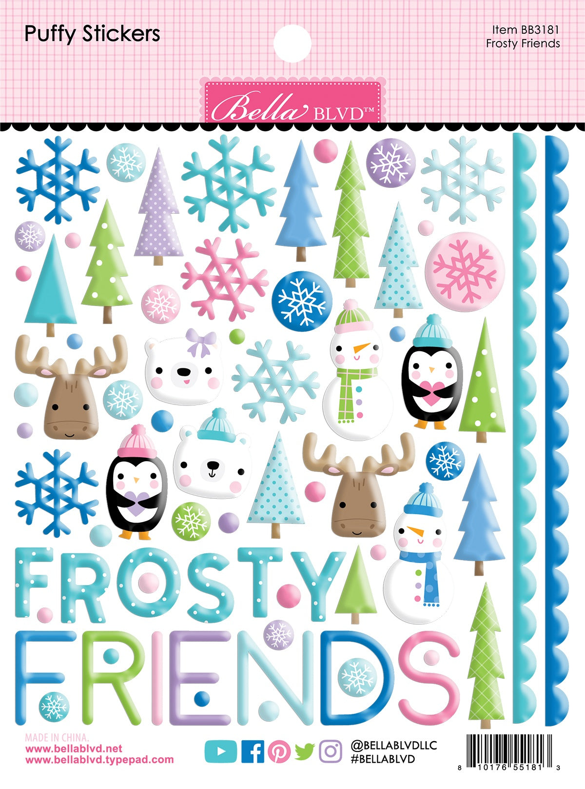 Snowflake Season Frosty Friends Puffy Stickers