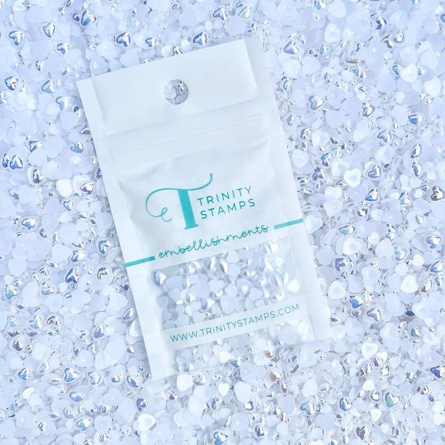 Purely White Heart Baubles Embellishment Mix