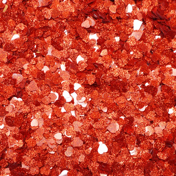 Red Sparkle Hearts Confetti Embellishments