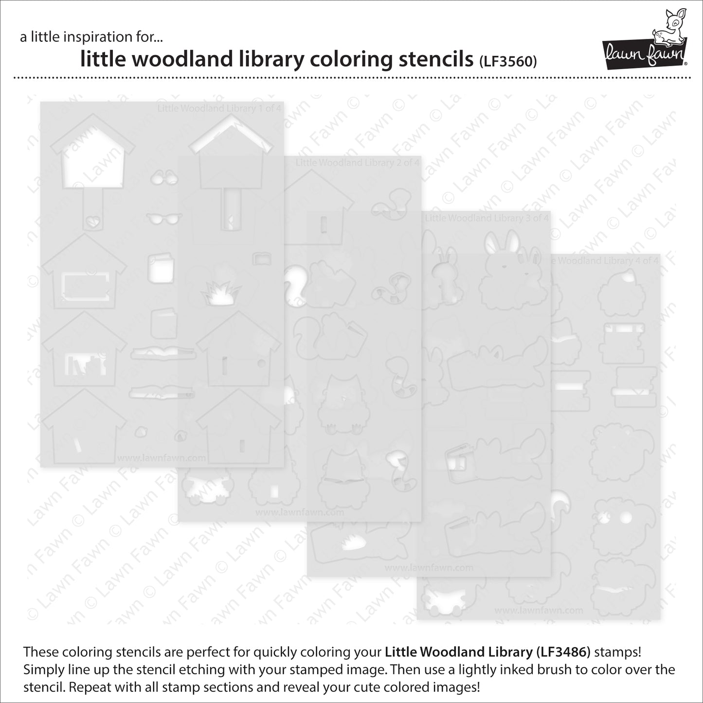 Little Woodland Library Coloring Stencils