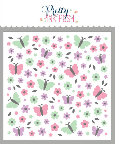 Layered Butterfly Floral Stencils