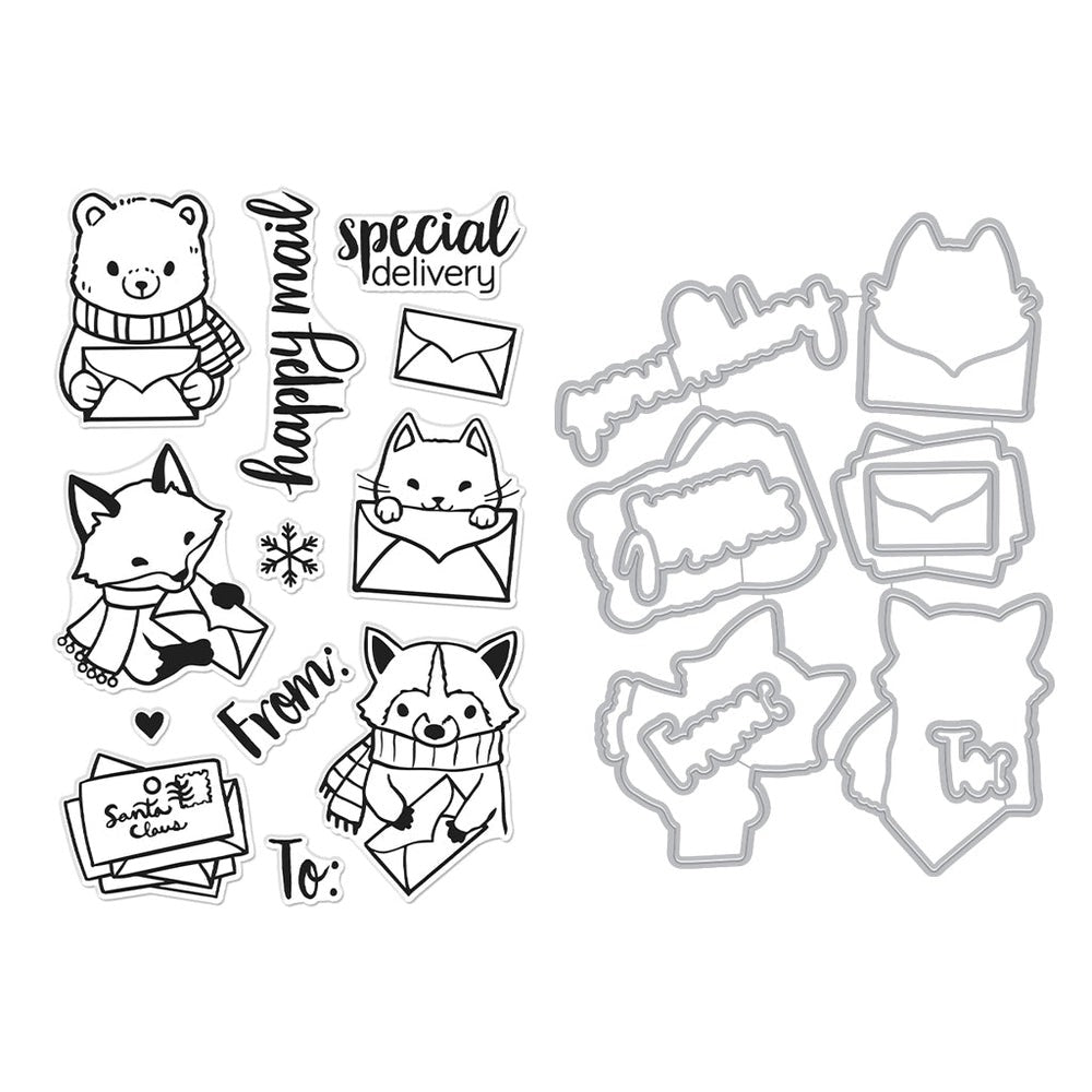 Winter Mail Critters Stamp & Die