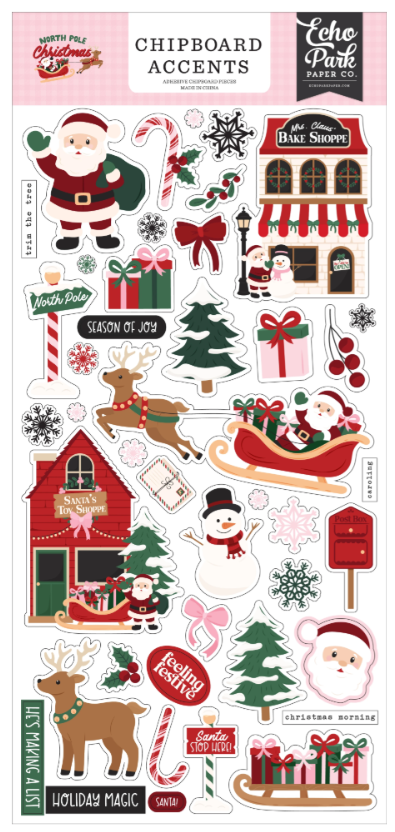 North Pole Christmas Chipboard Accents
