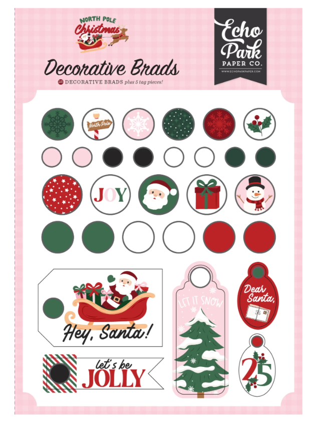 North Pole Christmas Decorative Brads