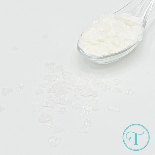 White Sparkle Hearts Flat Confetti Embellishment Mix