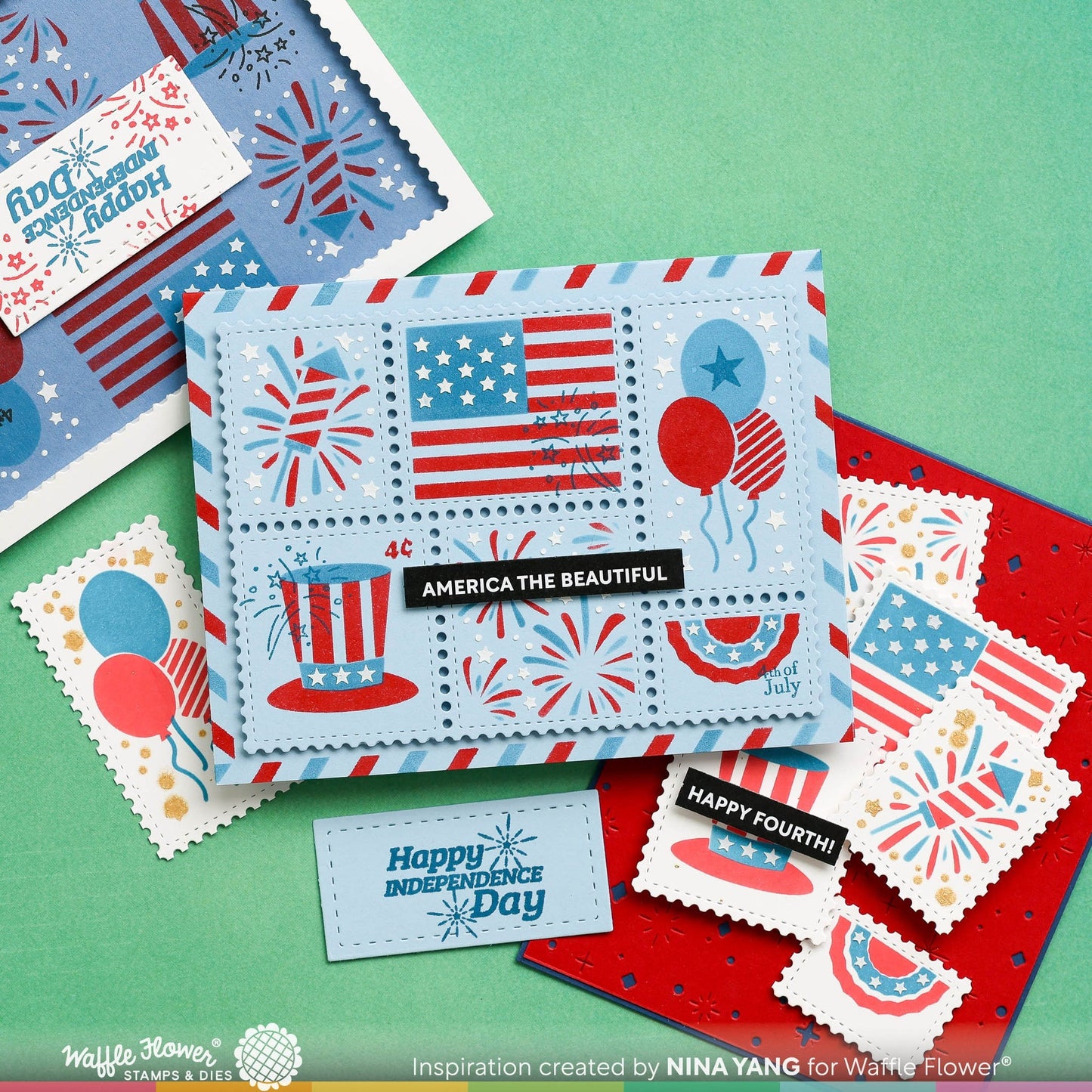 Postage Collage 4th of July Stencil