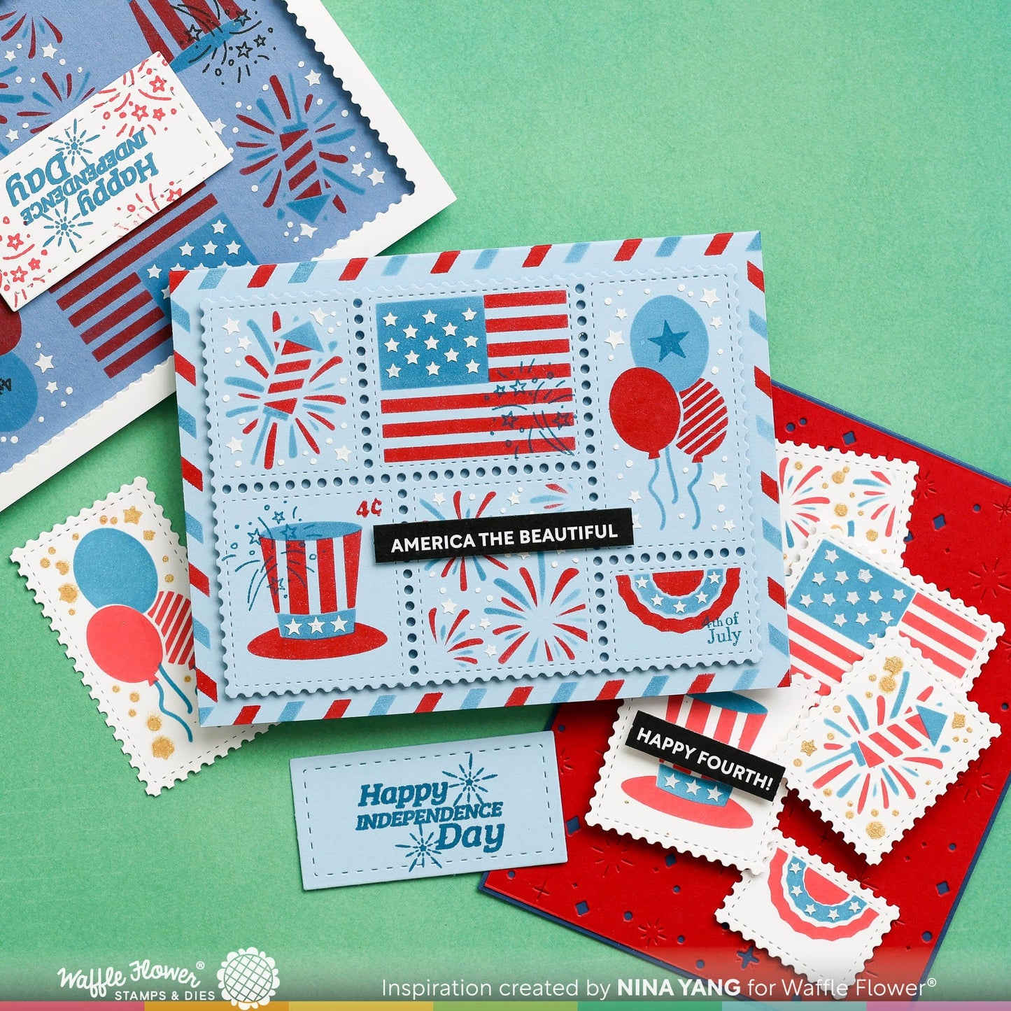 Postage Collage 4th of July Stencil 