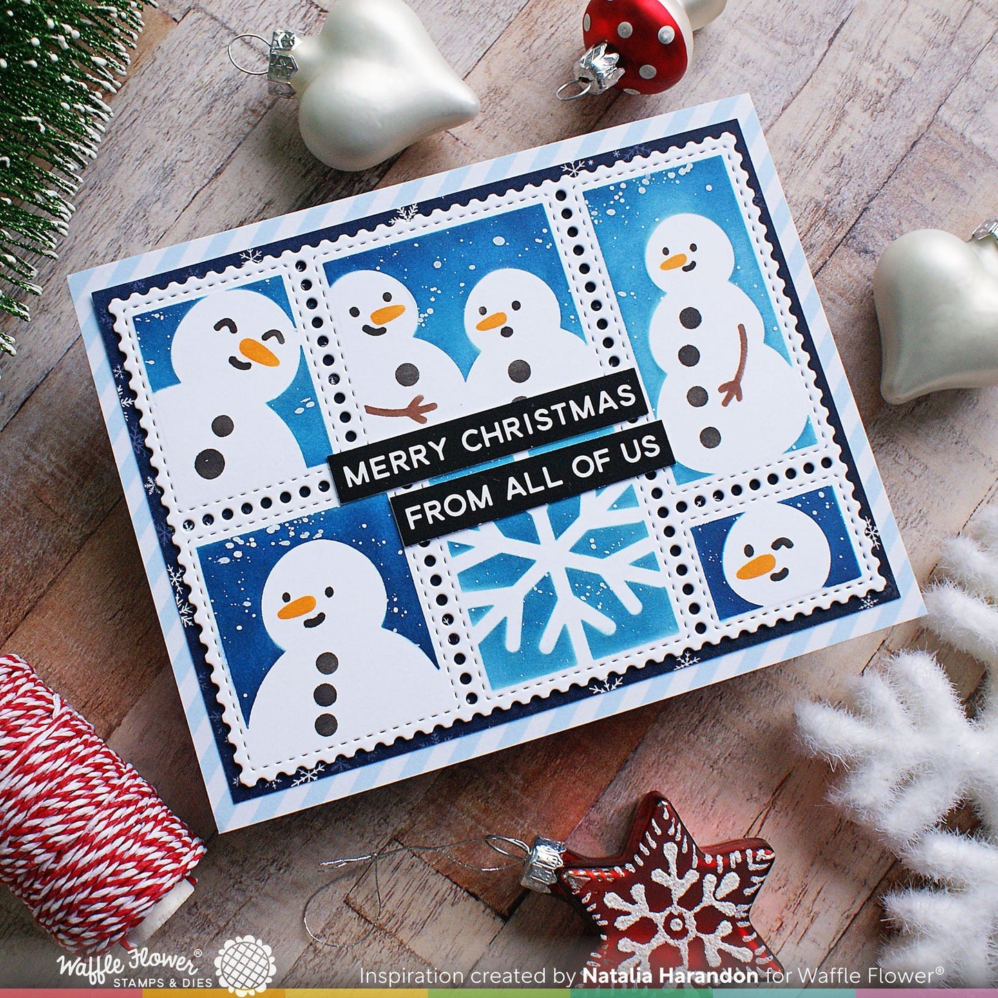 Postage Collage Snowman Stencil