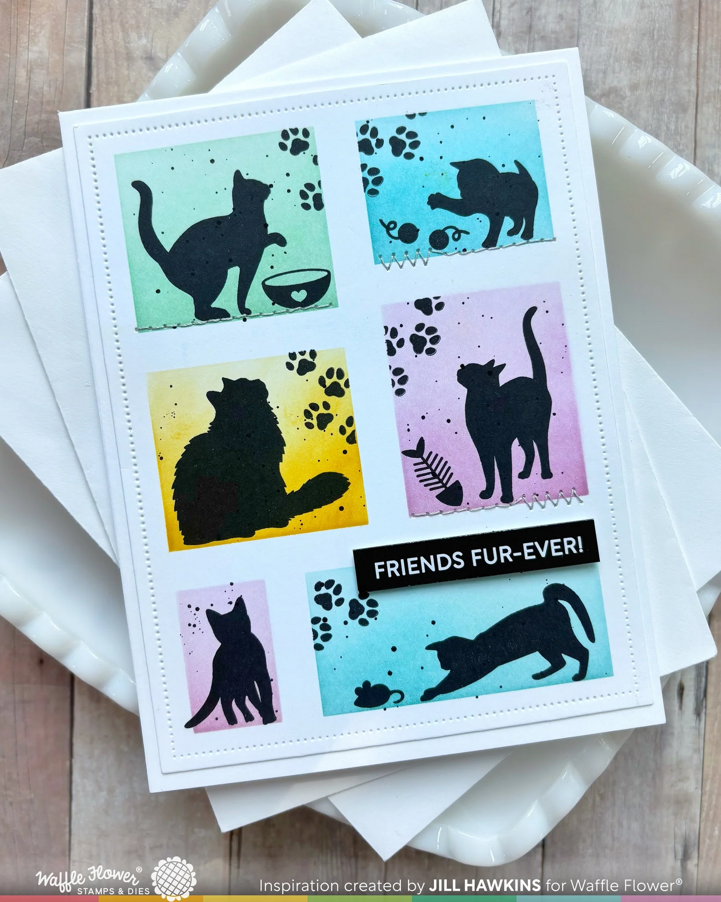 Postage Collage Cat Silhouettes Stamp Set