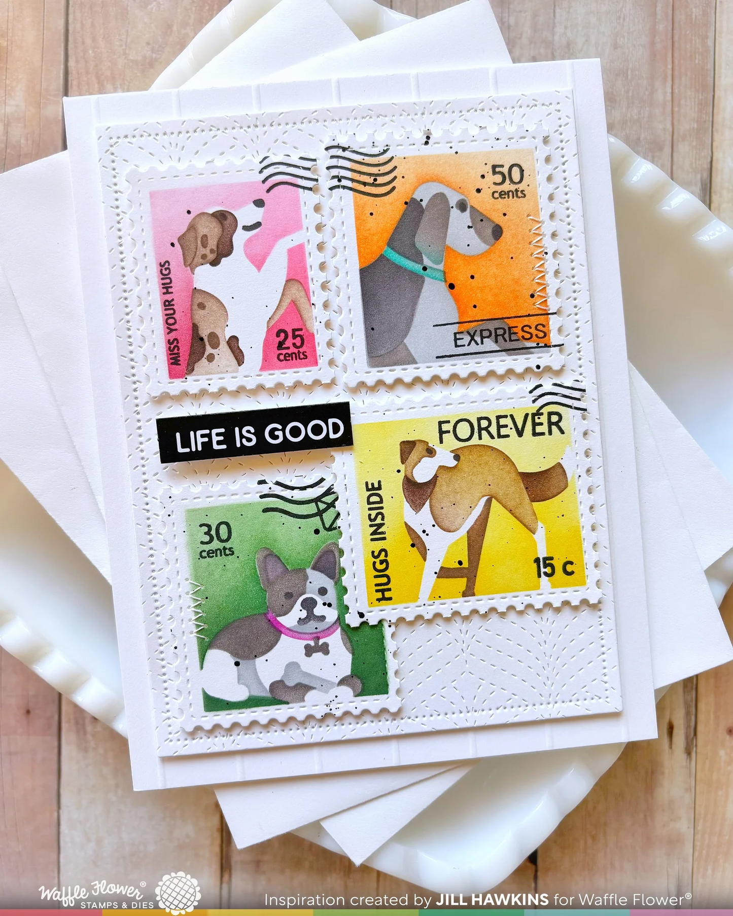 Postage Collage Woof Stencils