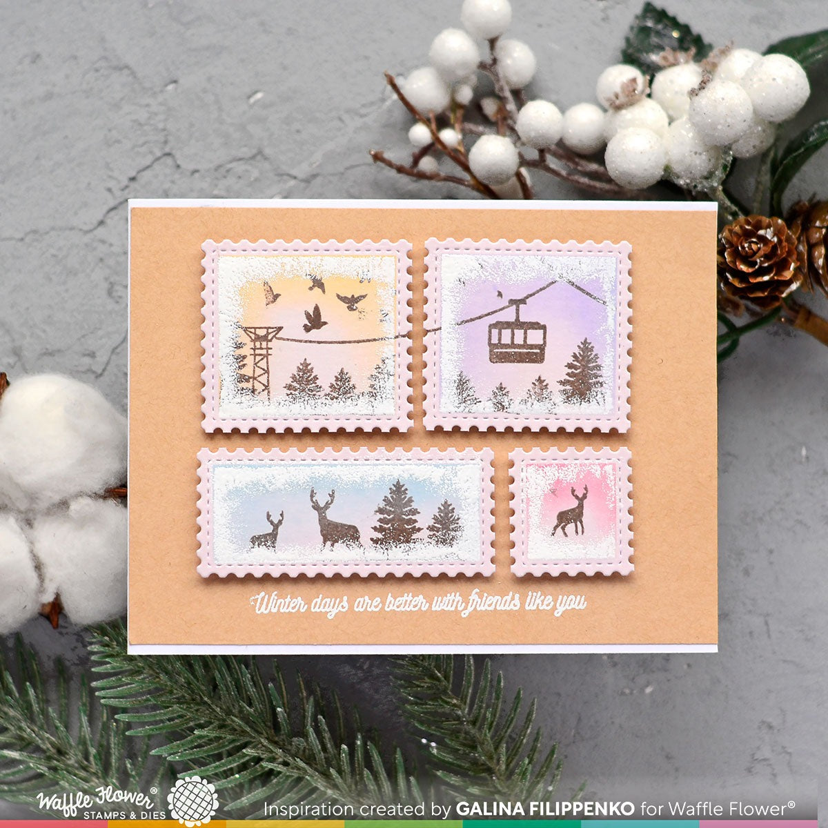 Postage Collage Mini Slimline Blocks Stencil