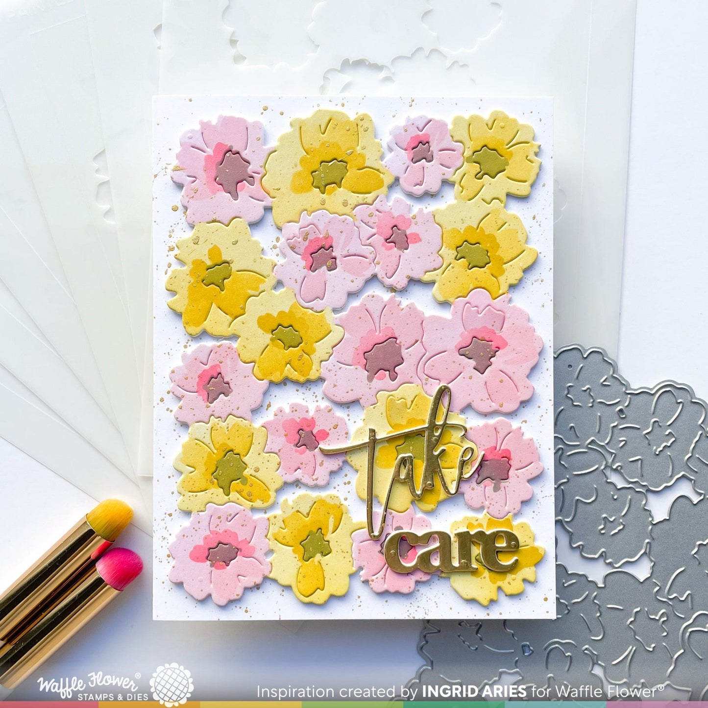 Painted Flowers Background Stencils