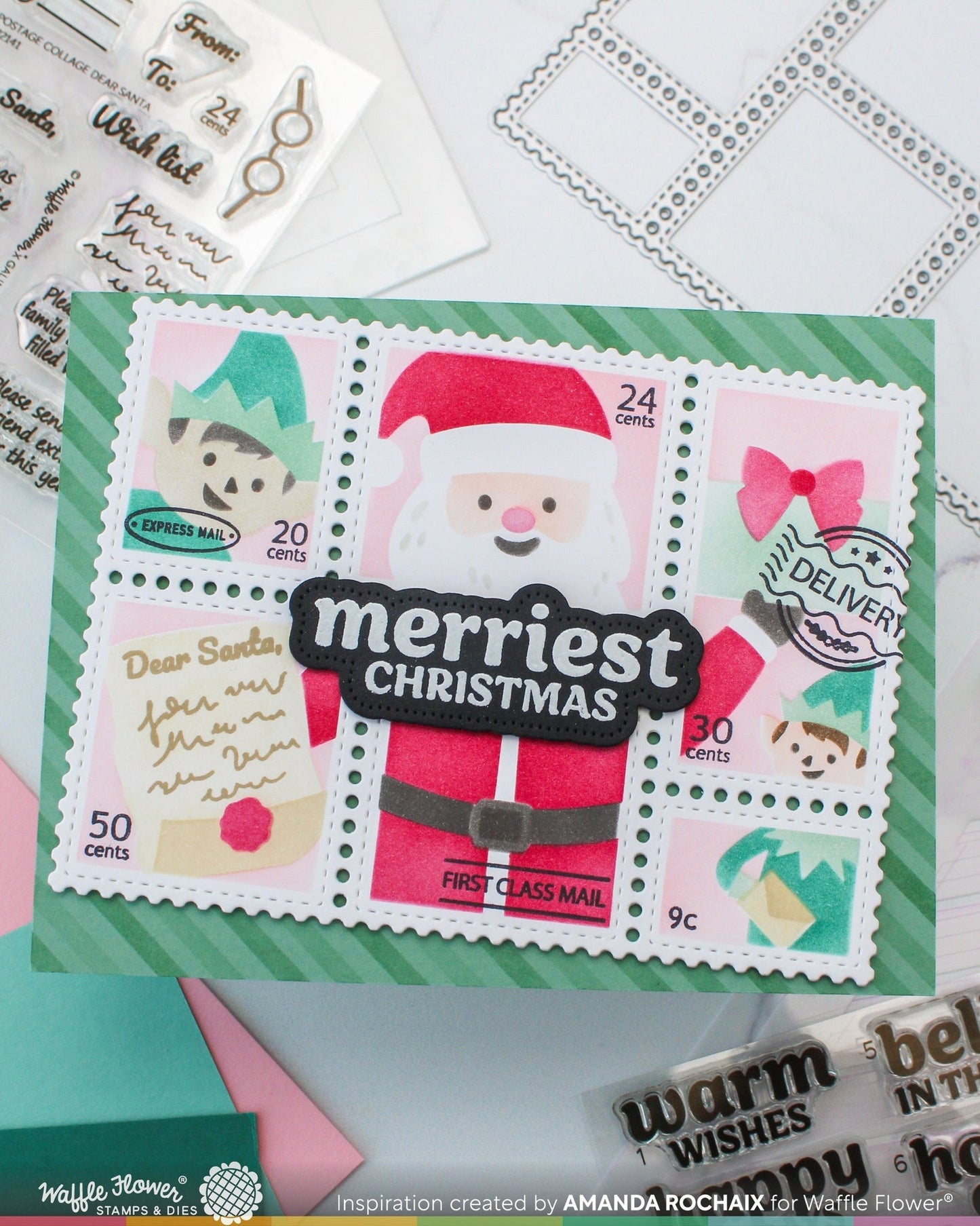 Postage Collage Dear Santa Stencil