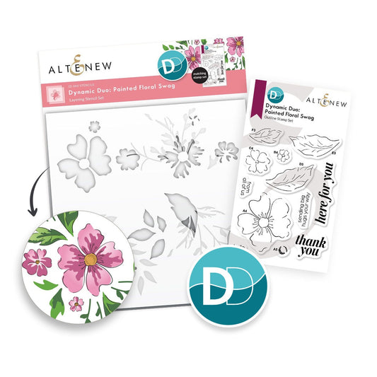 Dynamic Duo: Painted Floral Swag Stamp & Stencil