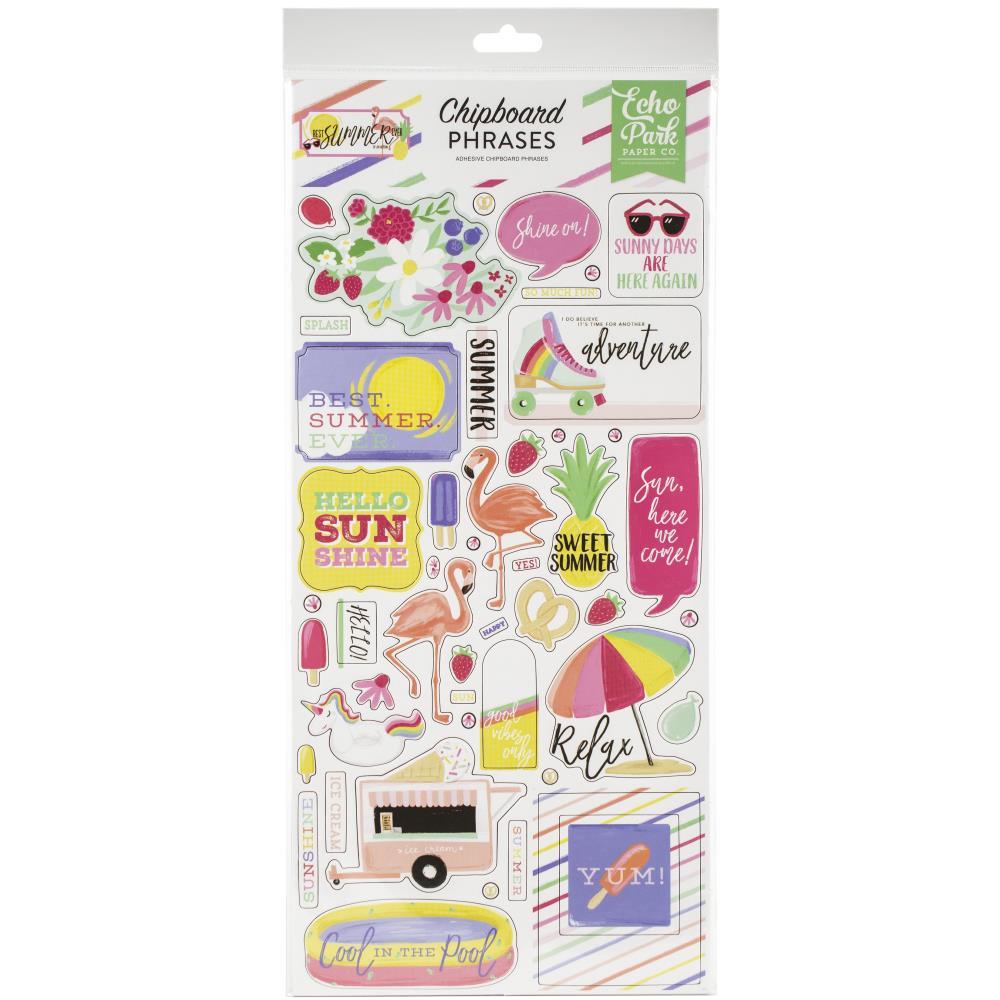 Best Summer Ever Phrases Chipboard