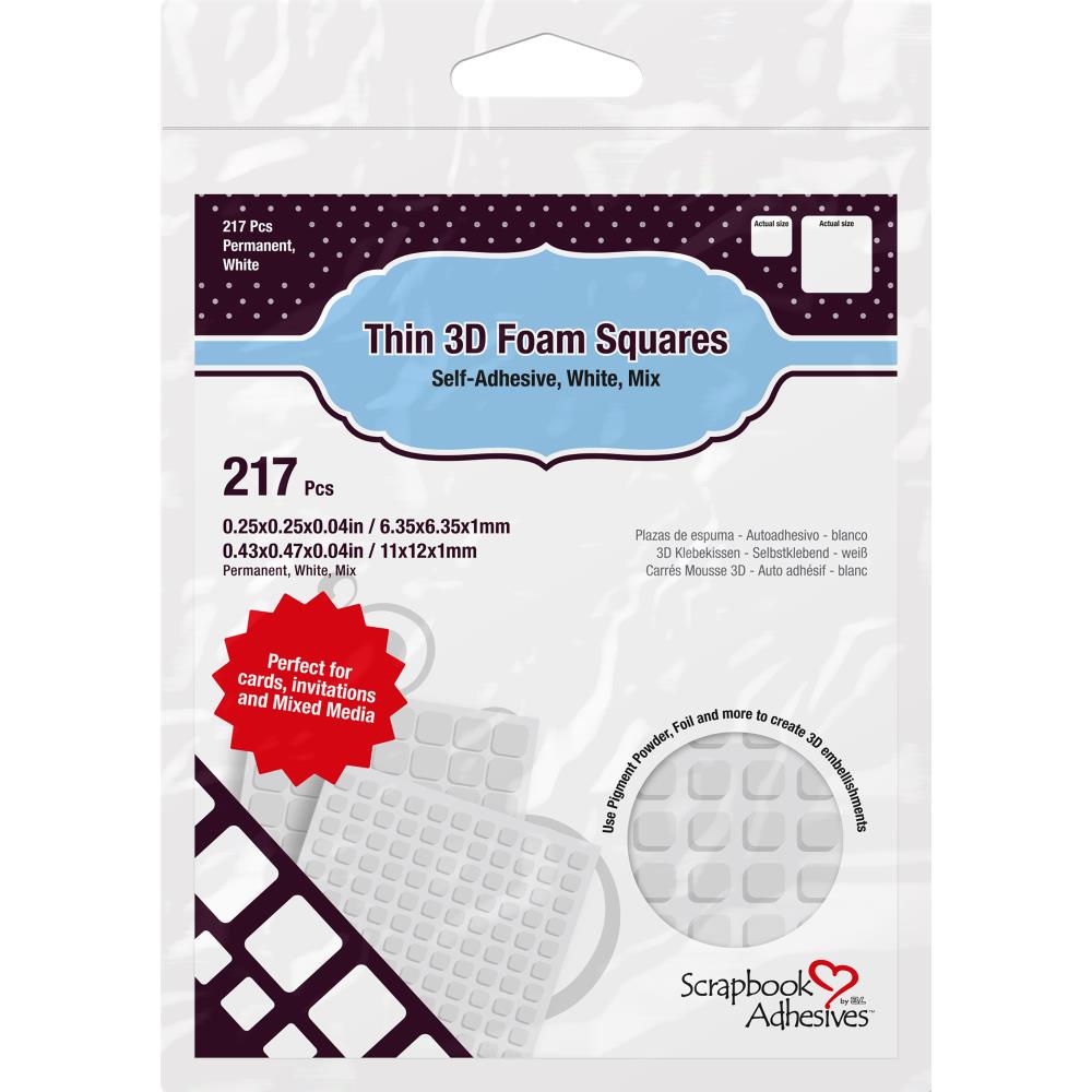 Thin 3D Foam Squares White Assortment