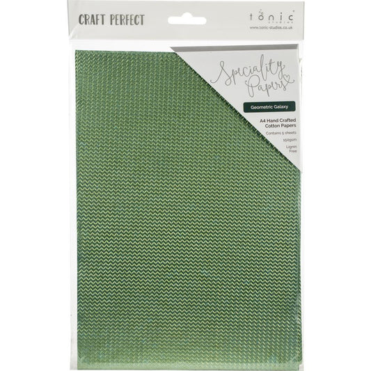 Embossed Cotton A4 Paper Geometric Green