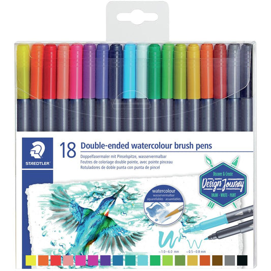 Double-Ended Watercolor Brush Pens 18pk