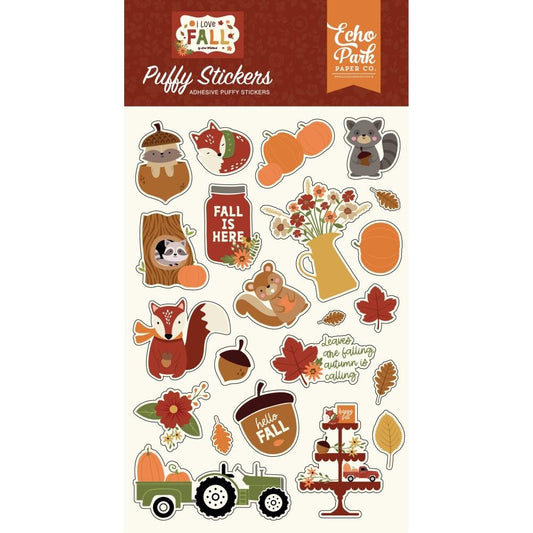I Love Fall Puffy Stickers