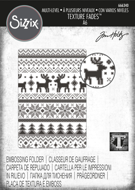 Multi-Level Holiday Knit Texture Fades Embossing Folder