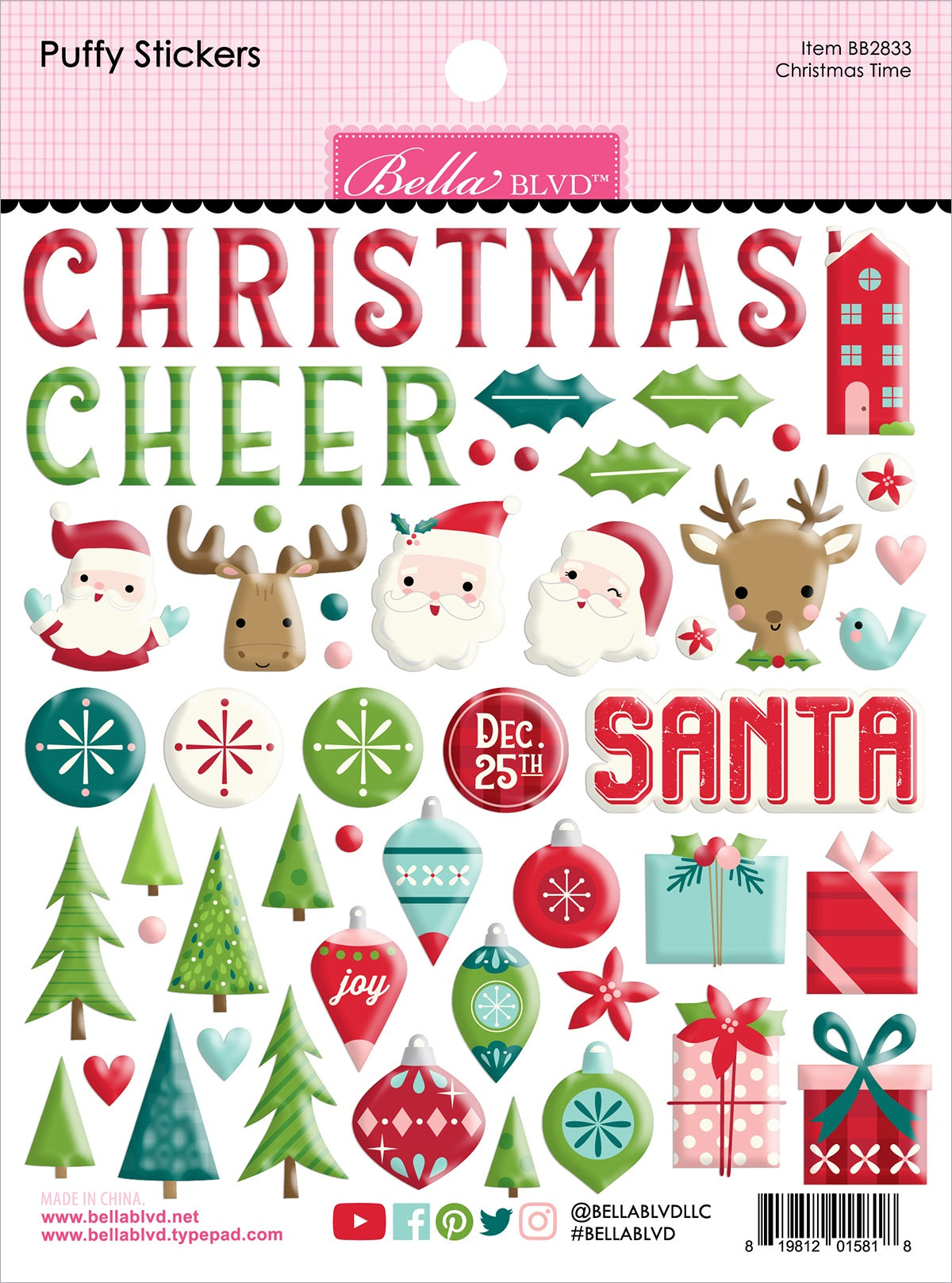 Merry Little Christmas Christmas Time Puffy Stickers