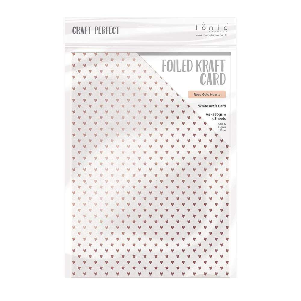 Foiled Kraft Cardstock 8.5 x 11 Rose Gold Hearts