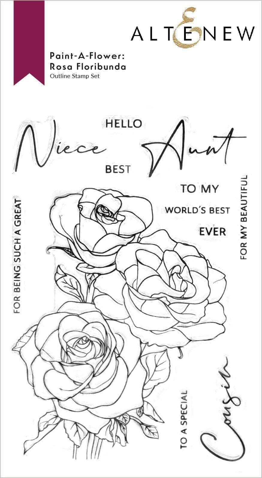 Paint-A-Flower: Rosa Floribunda Outline Stamp Set