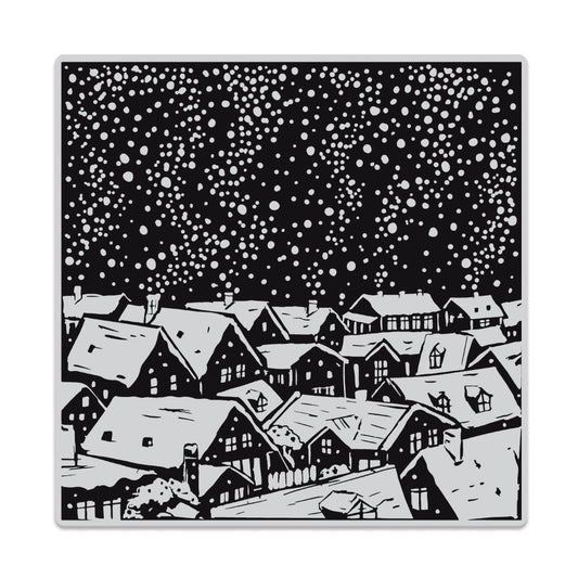Snowy Rooftops Background Stamp