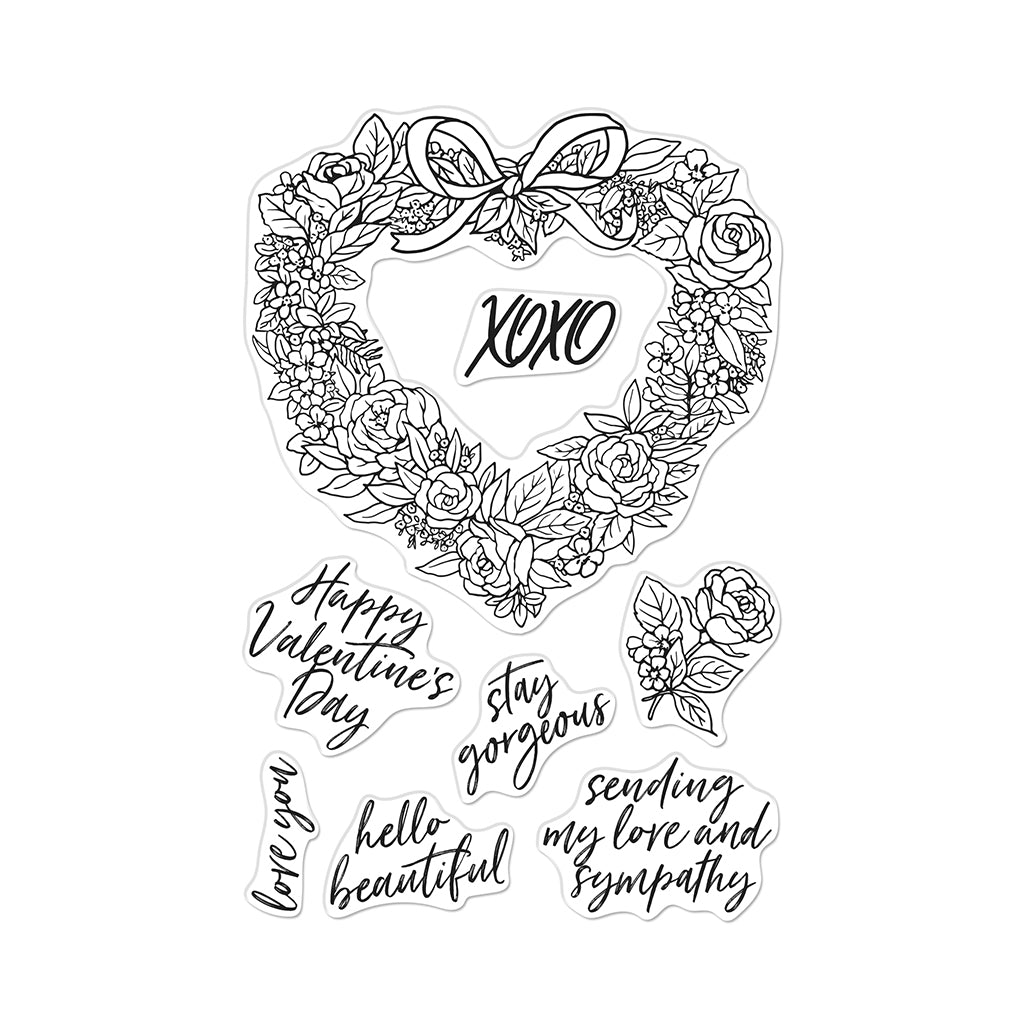 Floral Heart Wreath Stamp Set