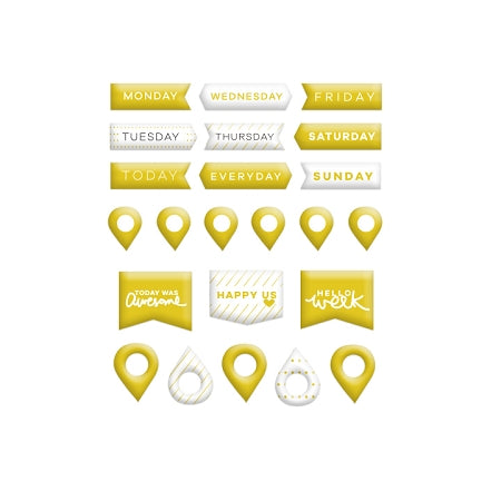 Gold Pins & Banners Puffy Stickers