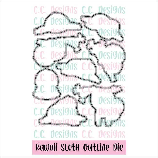 Kawaii Sloths Outline Die