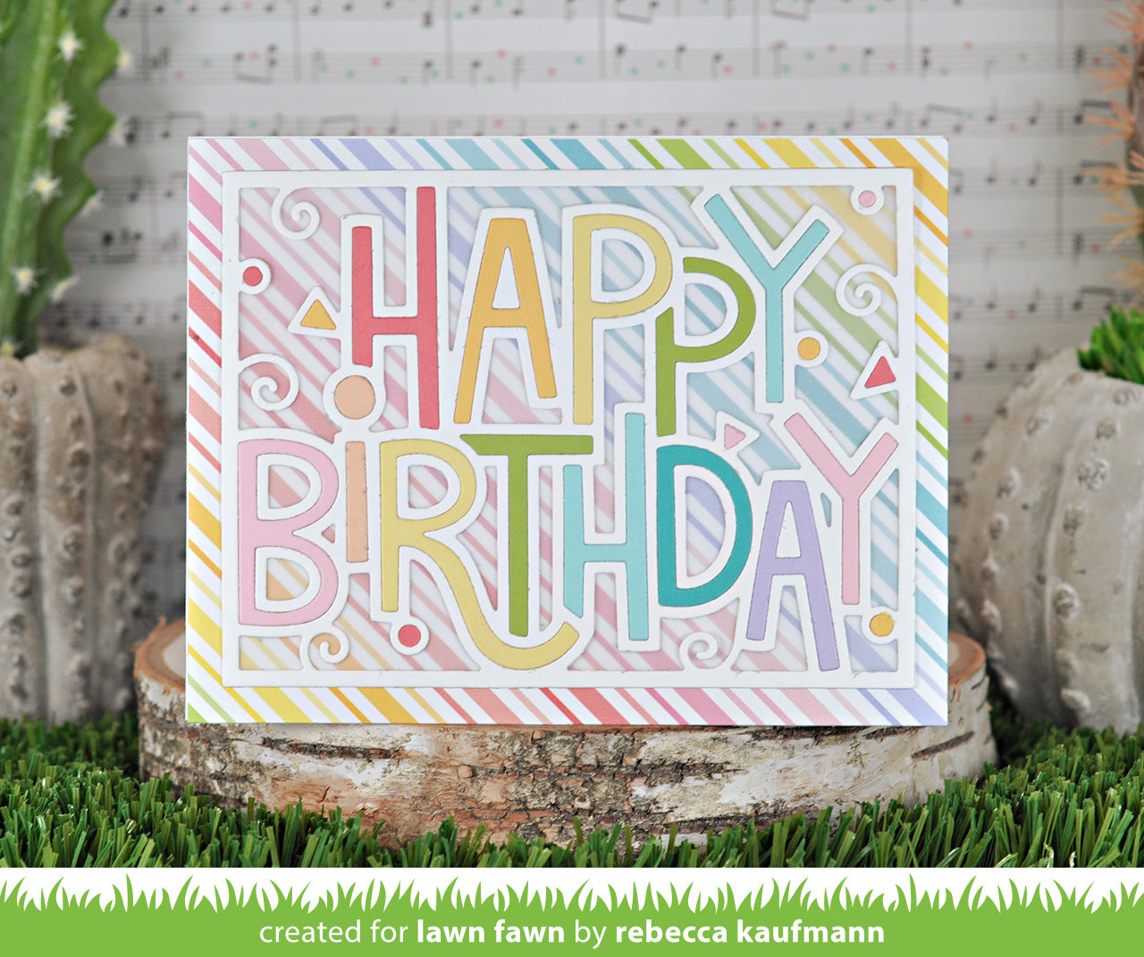 Giant Outlined Happy Birthday: Landscape Lawn Cuts