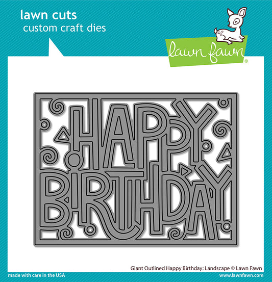 Giant Outlined Happy Birthday: Landscape Lawn Cuts