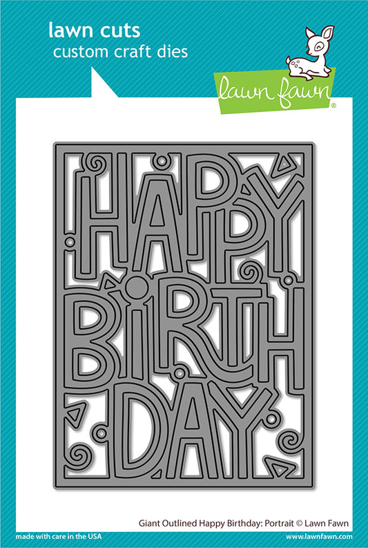Giant Outlined Happy Birthday: Portrait Lawn Cuts