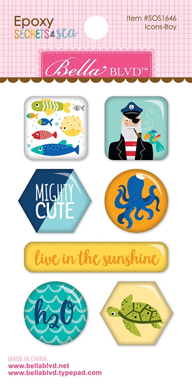 Secrets of the Sea Boy Icon Epoxy Stickers