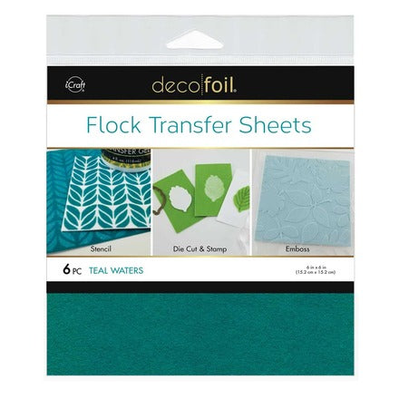6x6 Deco Foil Flock Transfer Sheets - Teal Water