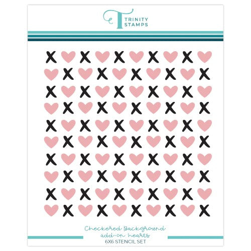 Checkered Background Add-On Stencils: Hearts