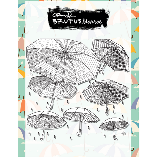 Abstract Umbrellas Background Stamp