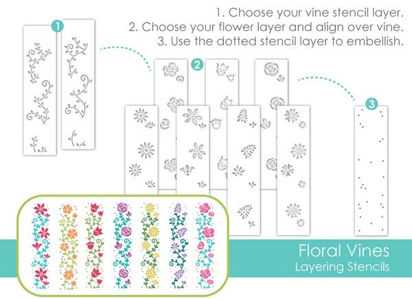 Floral Vines Layering Stencils