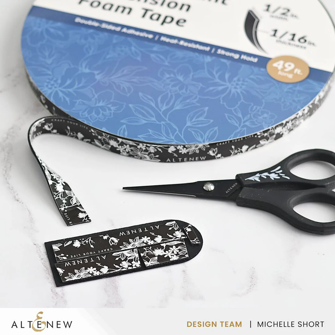 Black Instant Dimension Foam Tape - 1/16'' x 1/2"