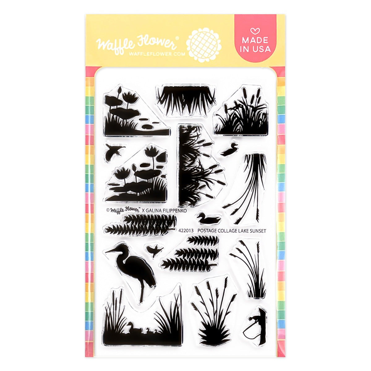 Postage Collage Lake Sunset Stamp Set 